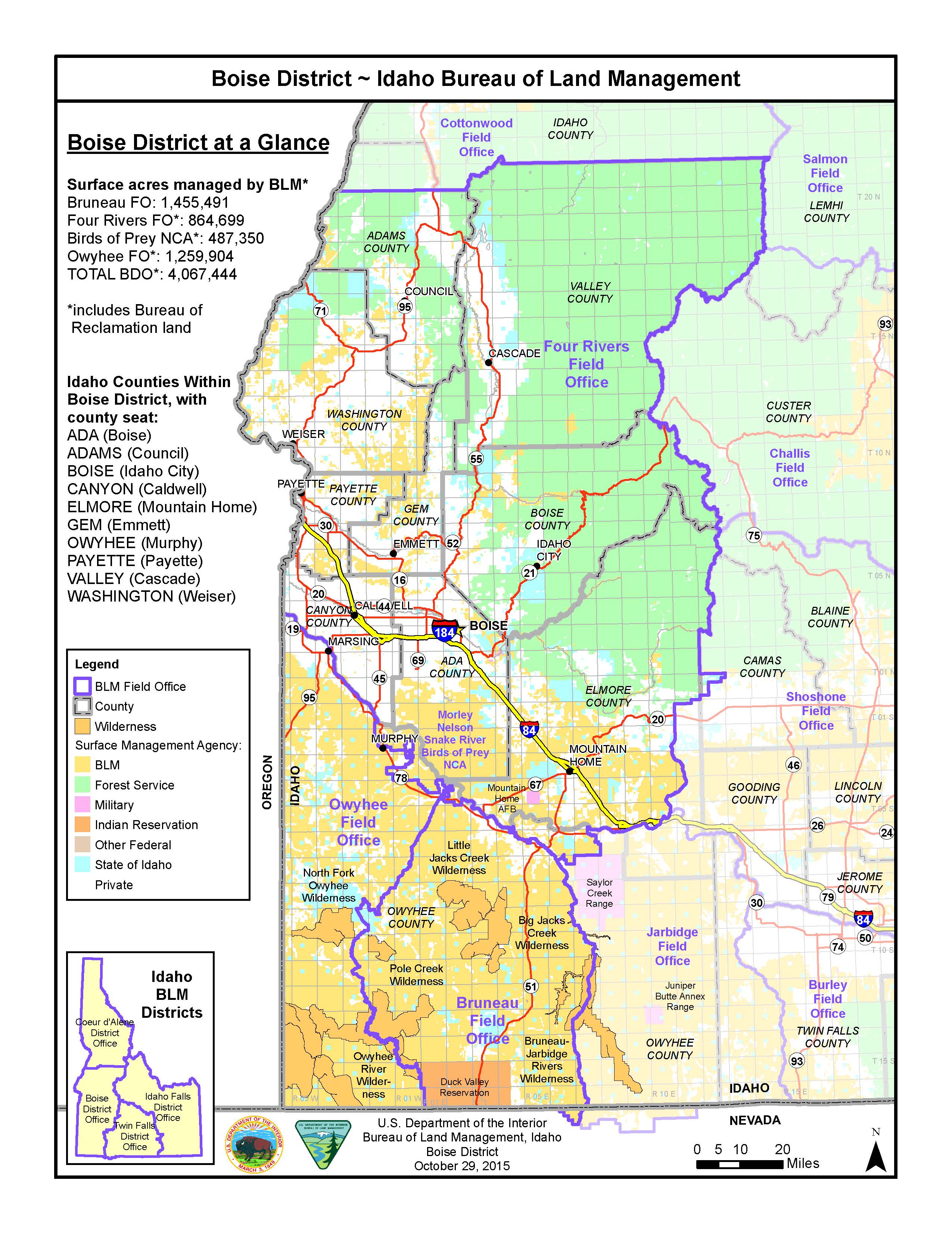 Blm Land Map Idaho Color 2018 1687
